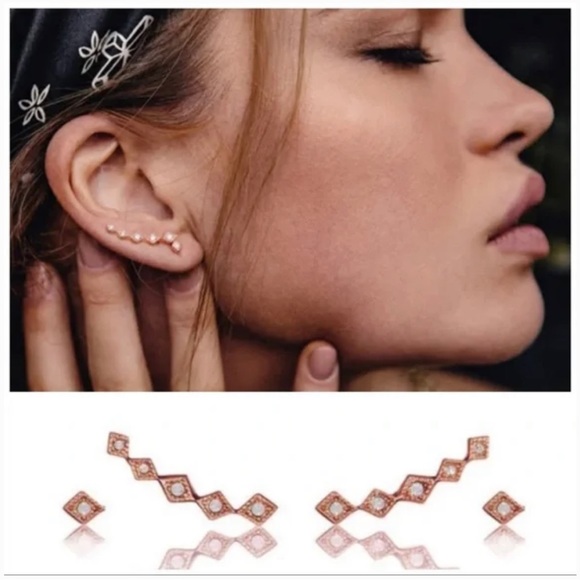 Luv Aj Jewelry - Luv AJ Diamond Kite Crawler Rose Gold Earring Set NWT